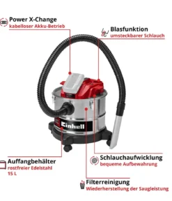 Einhell Akku-Aschesauger TE-AV 18/15 Li C-Solo