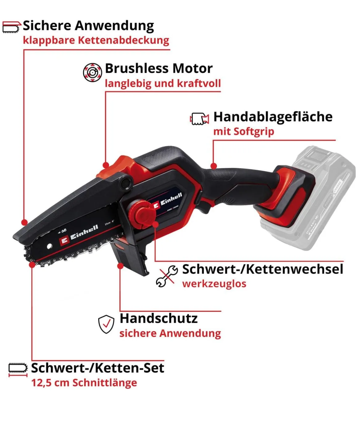 Einhell Akku-Astkettensäge GE-PS 18/15 Li BL-Solo