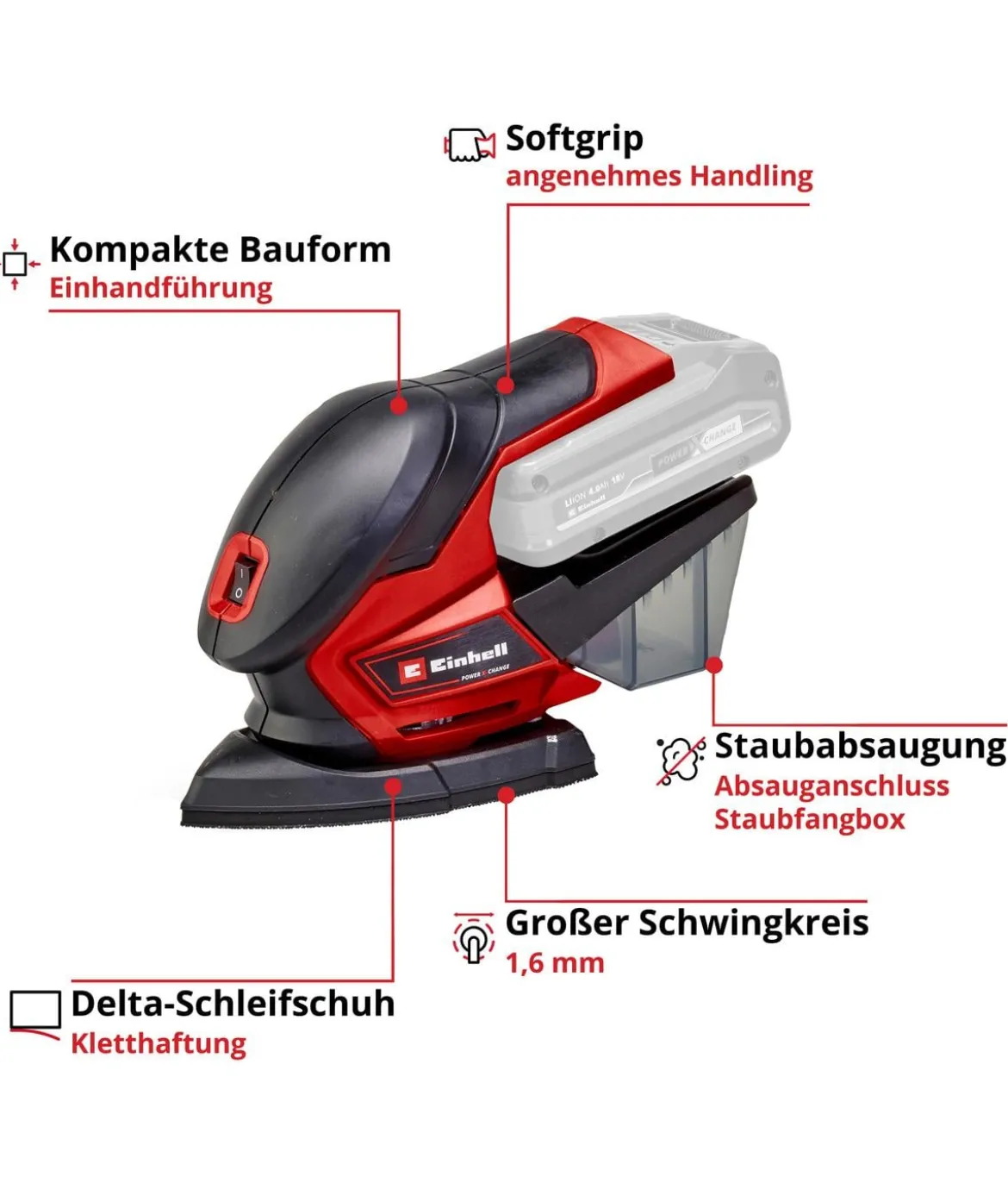 Einhell Akku-Multischleifer TE-OS 18/150 Li Solo