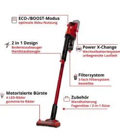 Einhell Akku-Stielstaubsauger TE-SV 18 Li, inkl. 1x 4,0 Ah Akku & 1x Ladegerät