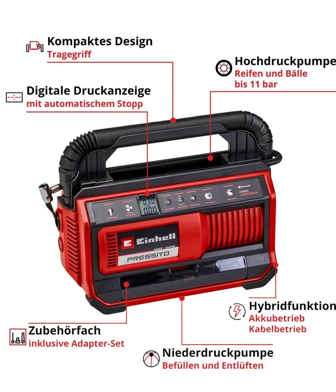 Einhell Hybrid-Kompressor PRESSITO 18/25