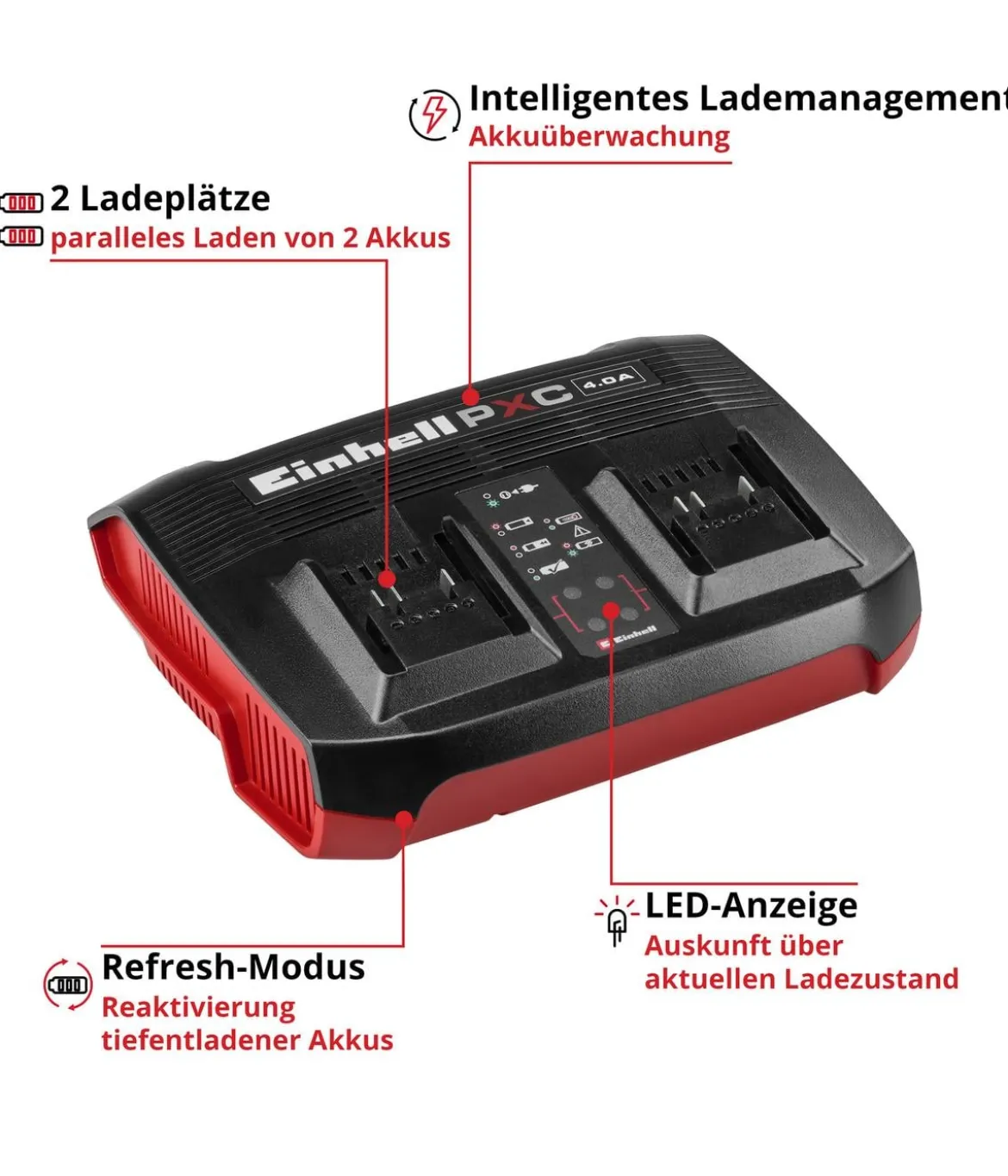 Einhell PXC-Ladegerät Power X-Twincharger 4A