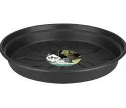 elho Green Basics Kunststoff-Untersetzer, rund, schwarz, ca. Ø25/H4 cm
