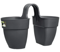 elho Kunststoff-Relingtöpfe Vibia Campana, anthrazit, ca. B27/H21/T38 cm