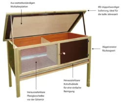 Elmato® Kaninchenstall Iso-Holzheim, ca. B132/H102/T70 cm