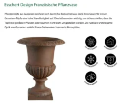 Esschert Design Französische Pflanzvase aus Gusseisen, dunkelbraun