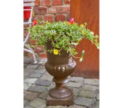 Esschert Design Französische Pflanzvase aus Gusseisen, dunkelbraun