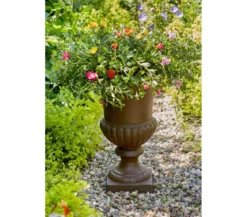 Esschert Design Französische Pflanzvase aus Gusseisen, dunkelbraun