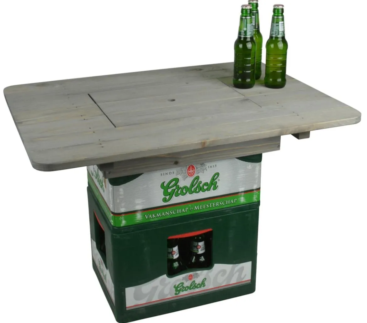 Esschert Holz-Bierkistentisch-Aufsatz mit Deckel, ca. B78/H11/T57 cm