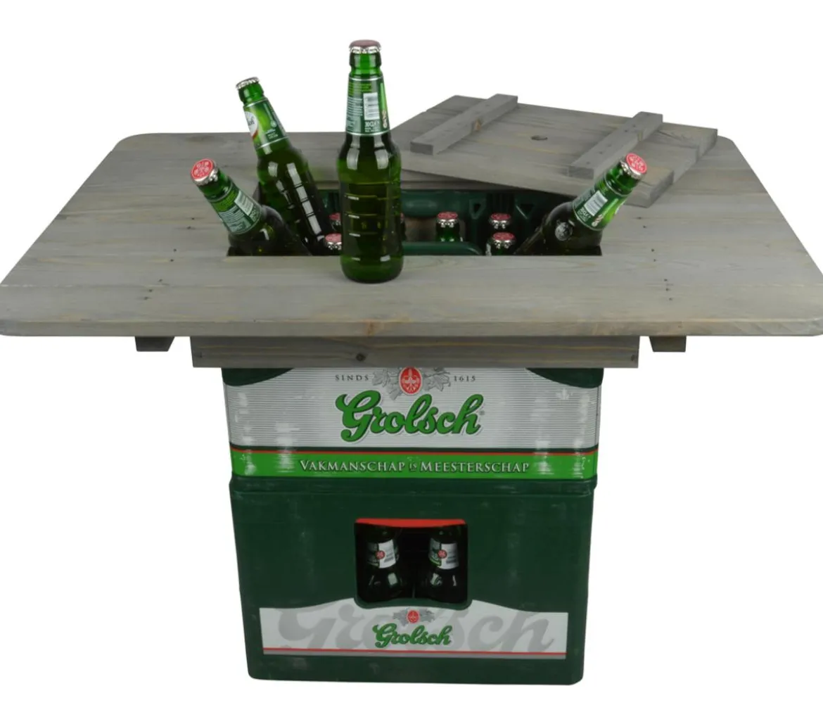 Esschert Holz-Bierkistentisch-Aufsatz mit Deckel, ca. B78/H11/T57 cm