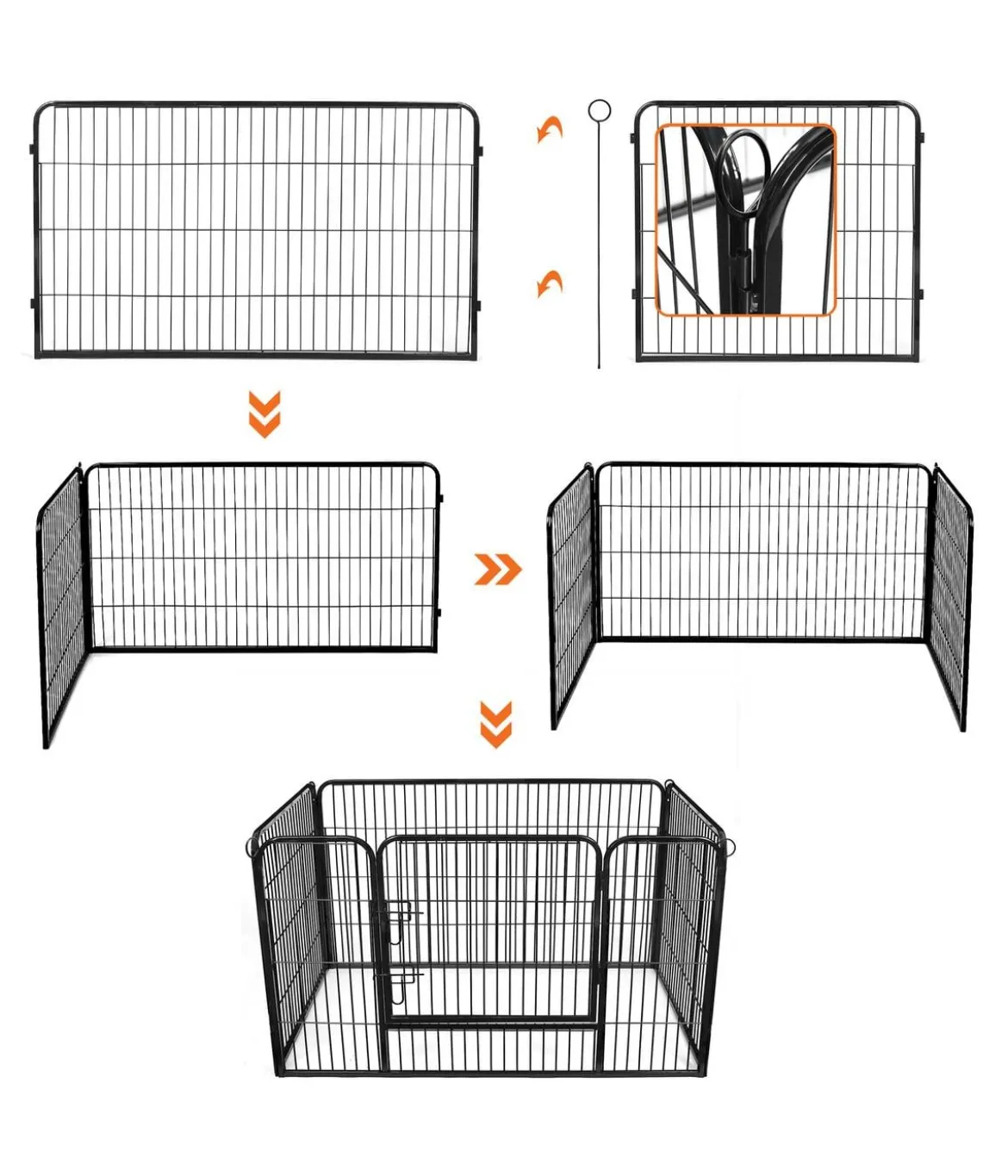 Feandrea Freilaufgitter für Hunde, ca. B122/H70/T80 cm