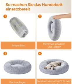 Feandrea Hundebett, rund, grau, ca. Ø80/H20 cm