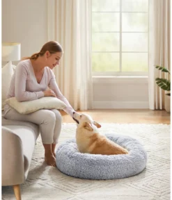 Feandrea Hundebett, rund, grau, ca. Ø80/H20 cm