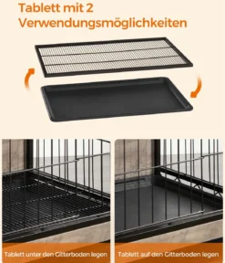 Feandrea Hundekäfig, greige, ca. B82,5/H64/T56 cm