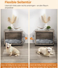 Feandrea Hundekäfig, greige, ca. B82,5/H64/T56 cm