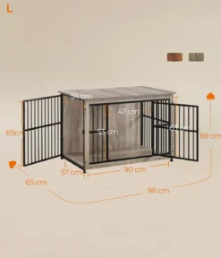 Feandrea Hundekäfig, greige, ca. B98/H69/T65 cm