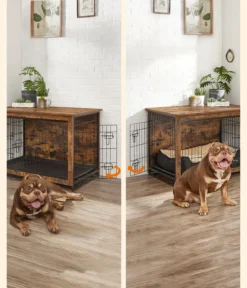 Feandrea Hundekäfig, vintage brown, ca. B98/H68/T65 cm