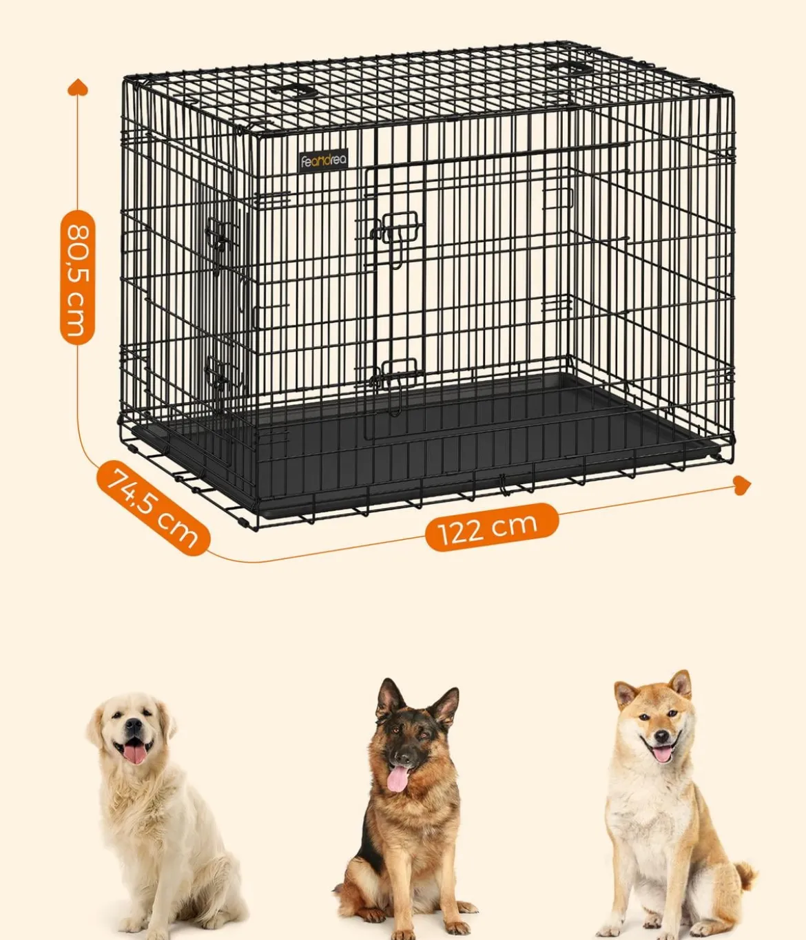 Feandrea Hundekäfig XXL mit 2 Türen