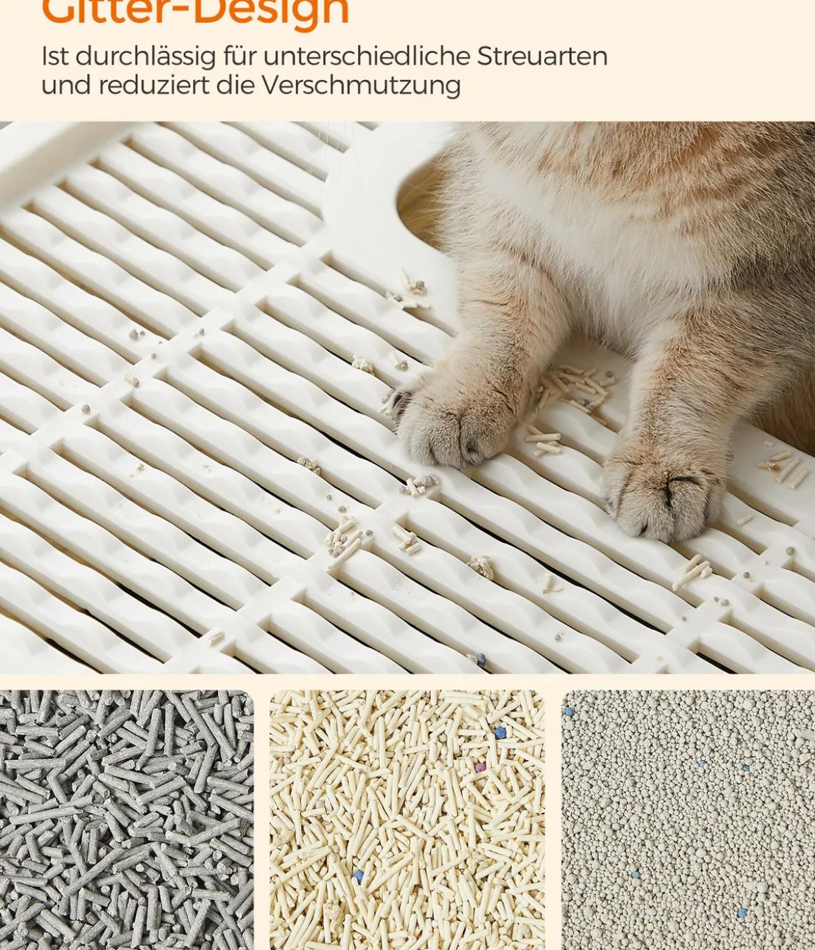 Feandrea Katzenklo mit Deckel, ca. B42,5/H37,8/T54,3 cm