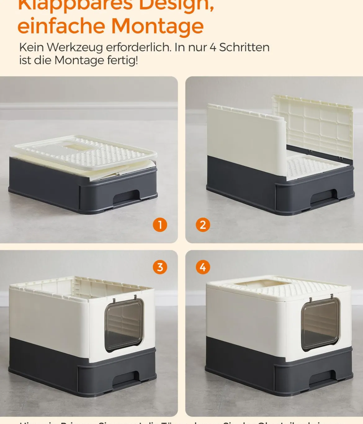 Feandrea Katzenklo mit Deckel, ca. B42,5/H37,8/T54,3 cm