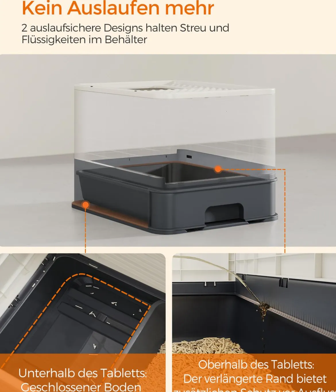 Feandrea Katzenklo mit Deckel, ca. B42,5/H37,8/T54,3 cm