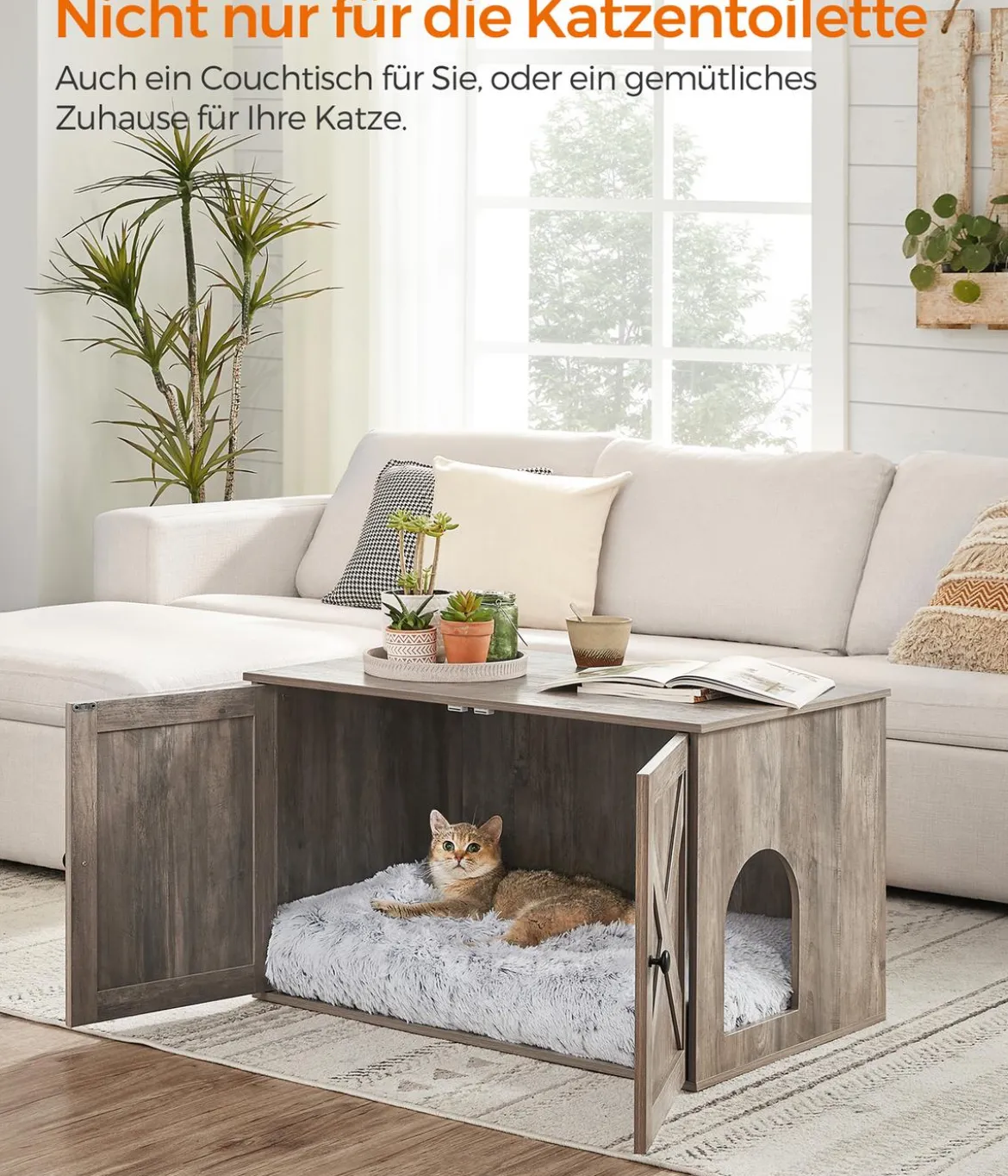 Feandrea Katzenklo-Schrank mit Türen, ca. B80/H49,2/T53 cm