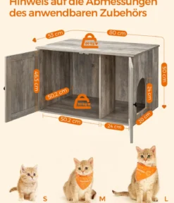 Feandrea Katzenklo-Schrank mit Türen, ca. B80/H49,2/T53 cm
