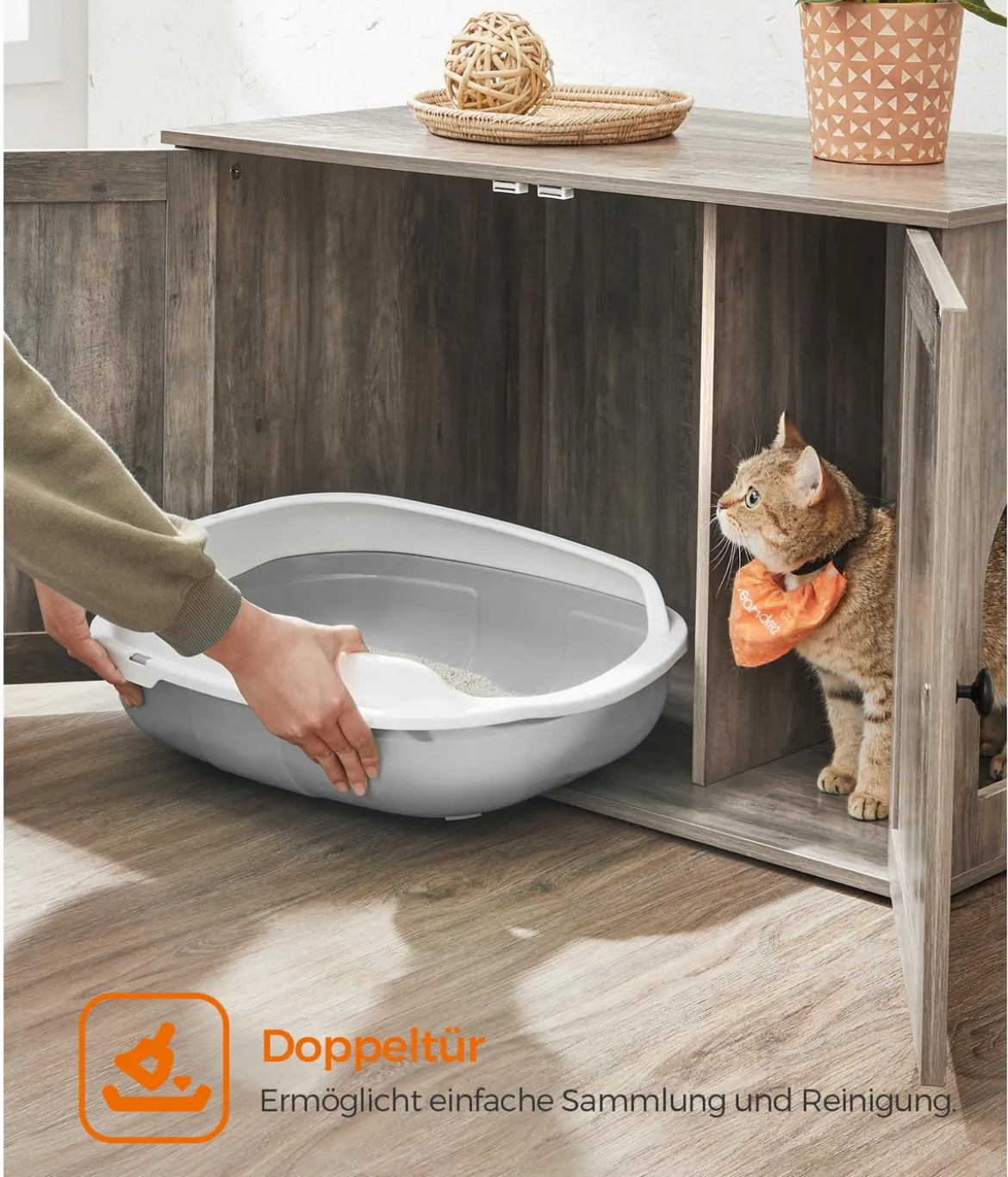 Feandrea Katzenklo-Schrank mit Türen, ca. B80/H49,2/T53 cm