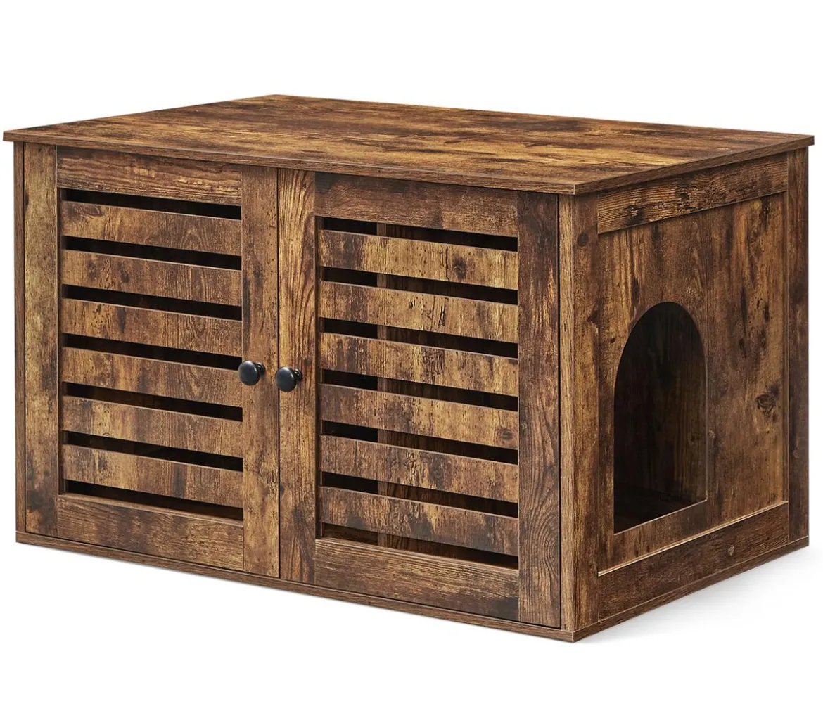 Feandrea Katzenklo-Schrank mit Türen, vintagebraun, ca. B80/H49,2/T53 cm