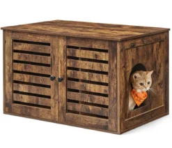 Feandrea Katzenklo-Schrank mit Türen, vintagebraun, ca. B80/H49,2/T53 cm