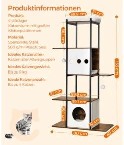Feandrea Kratzbaum, braun/weiß, ca. B80/H153/T40 cm