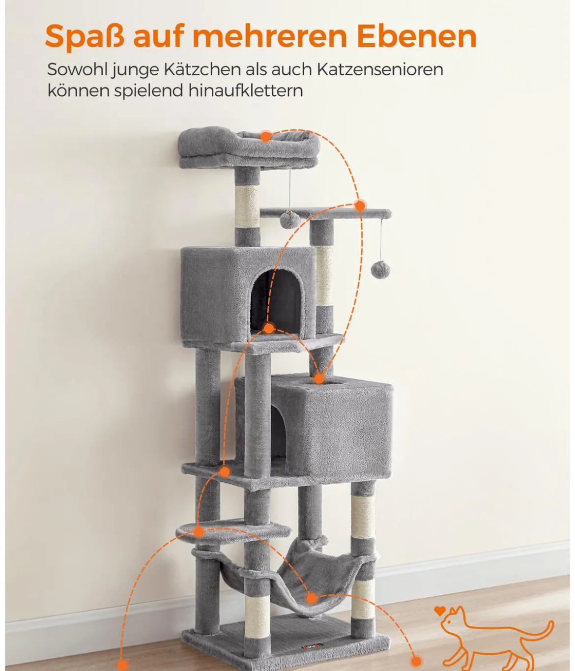 Feandrea Kratzbaum, hellgrau, ca. B49/H155/T40 cm