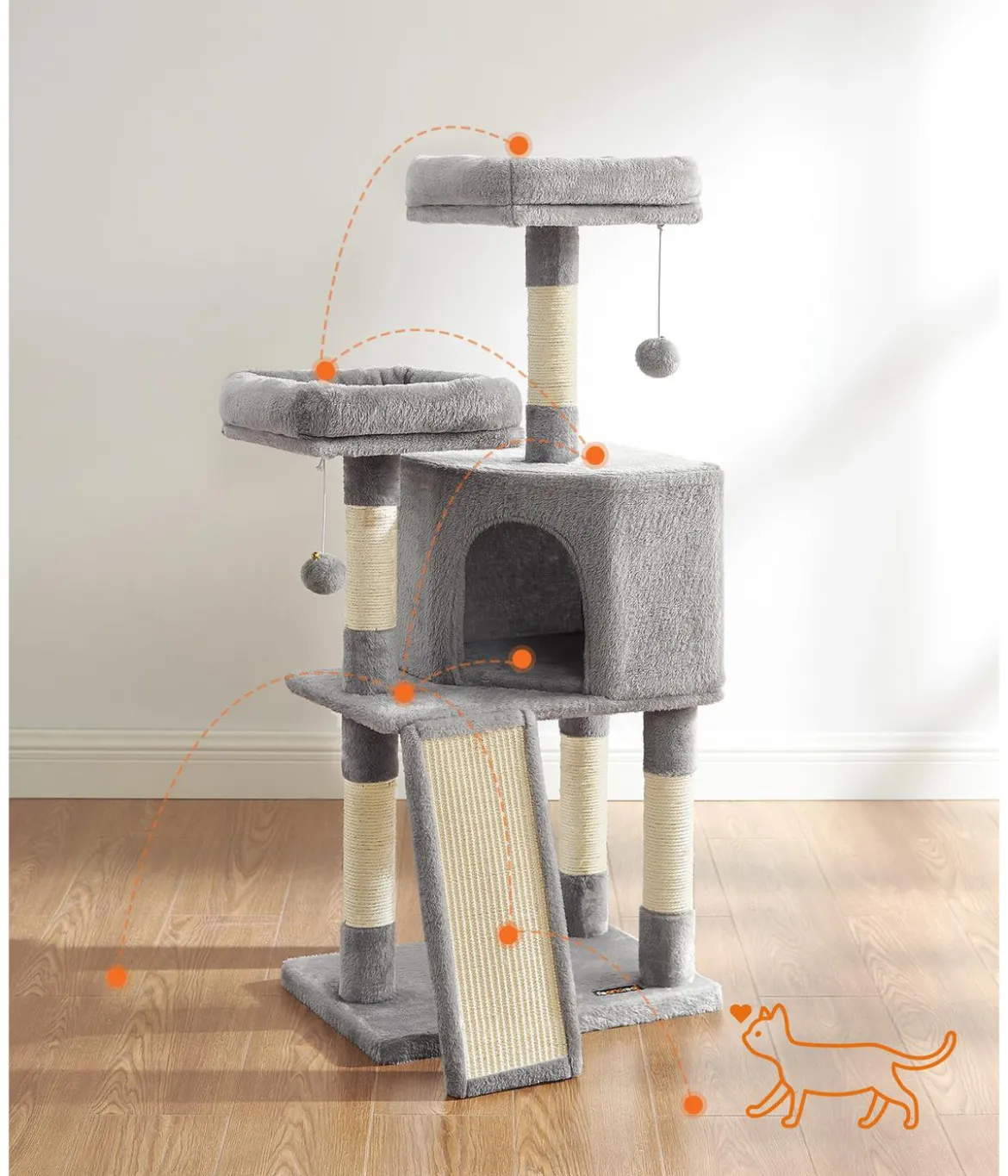 Feandrea Kratzbaum, hellgrau, ca. B50/H115/T35 cm
