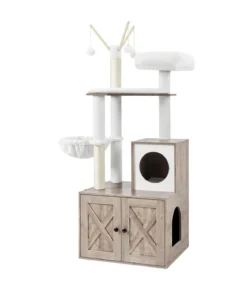 Feandrea Kratzbaum mit Katzenklo-Schrank, ca. B87,6/H151/T61,2 cm
