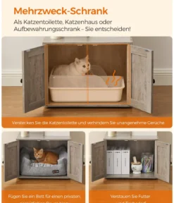Feandrea Kratzbaum mit Katzenklo-Schrank, ca. B87,6/H151/T61,2 cm