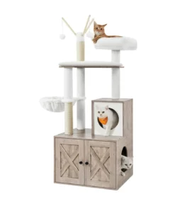 Feandrea Kratzbaum mit Katzenklo-Schrank, ca. B87,6/H151/T61,2 cm