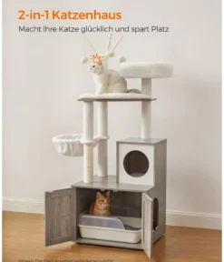 Feandrea Kratzbaum mit Katzenklo-Schrank, ca. B87,6/H151/T61,2 cm