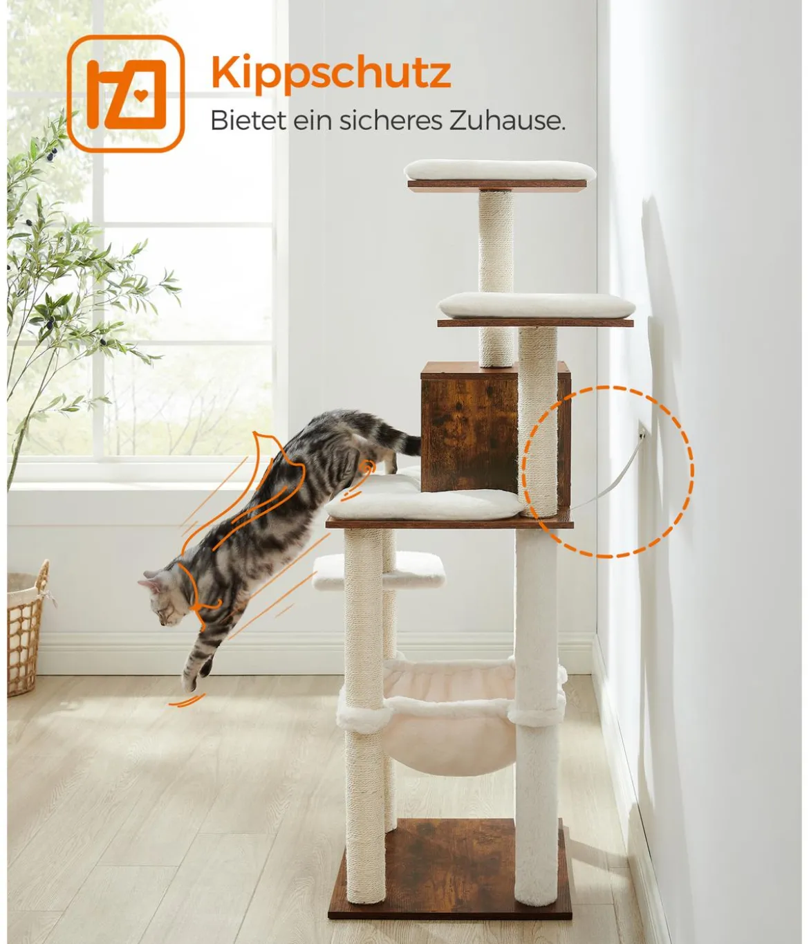 Feandrea Kratzbaum mit Plattform, ca. B72/H138/T64 cm