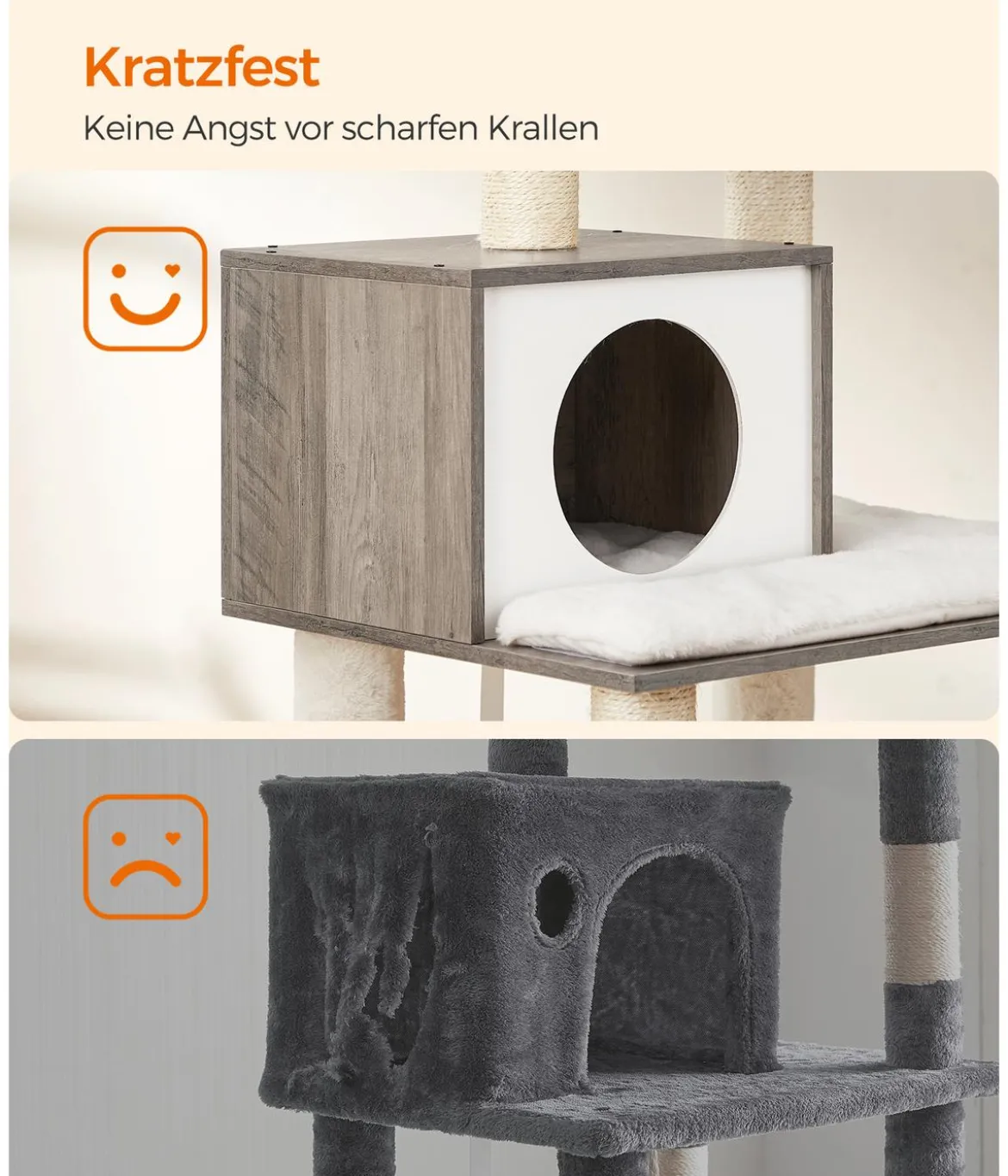 Feandrea Kratzbaum mit Plattform, ca. B72/H138/T64 cm