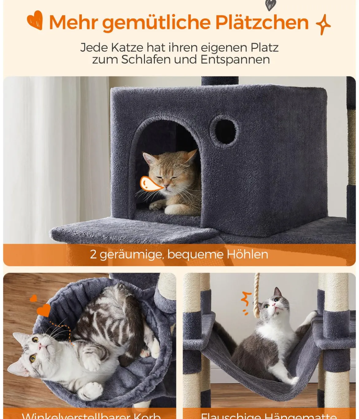 Feandrea Kratzbaum XXL, ca. B60/H206/T50 cm