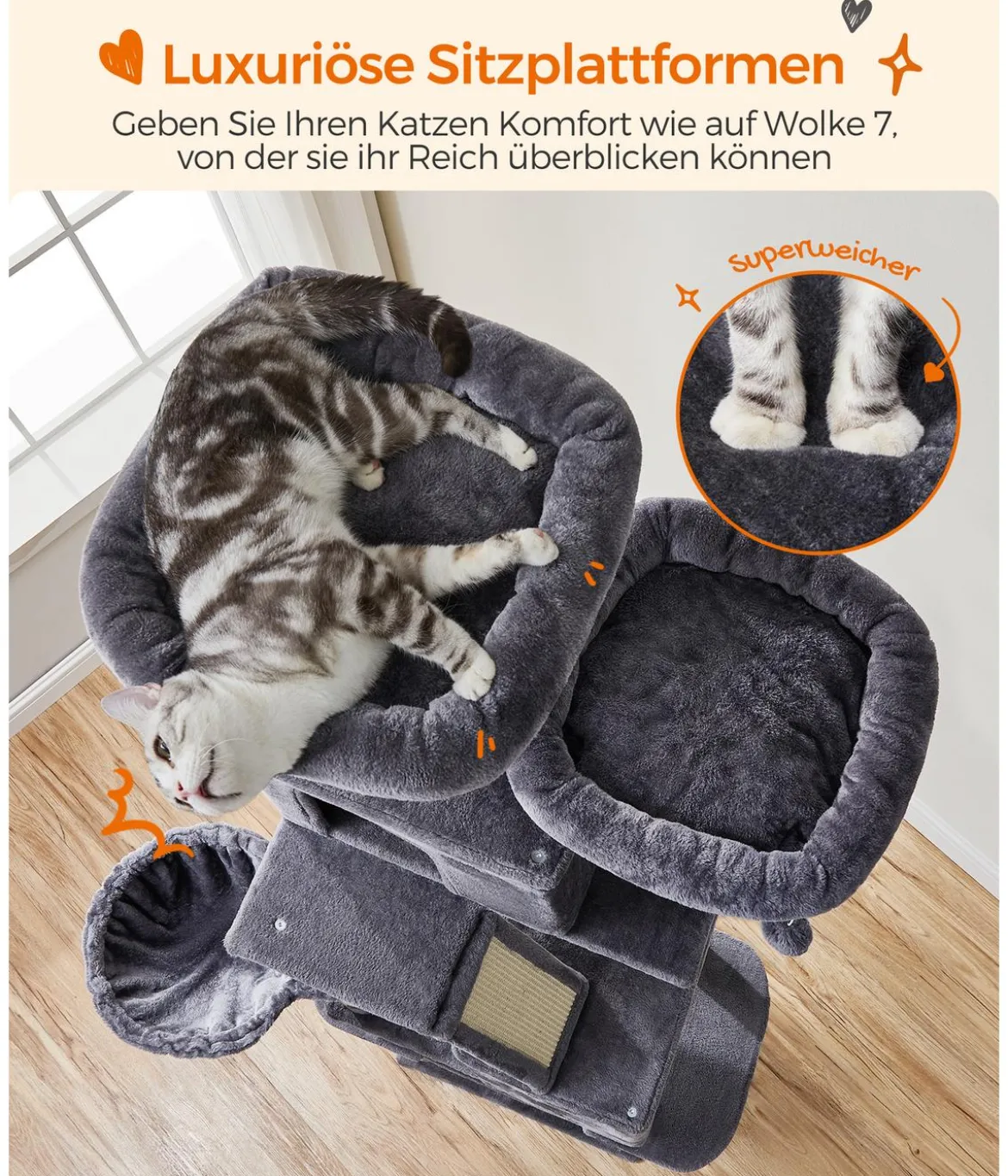 Feandrea Kratzbaum XXL, ca. B60/H206/T50 cm