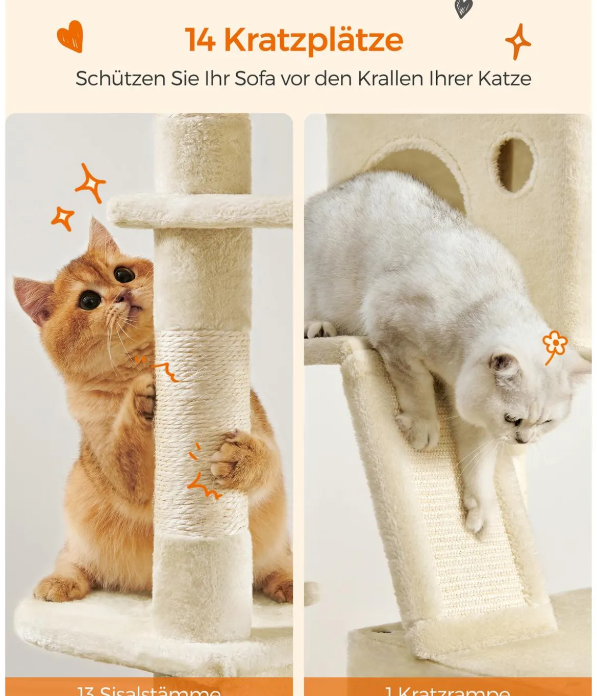 Feandrea Kratzbaum XXL, ca. B60/H206/T50 cm