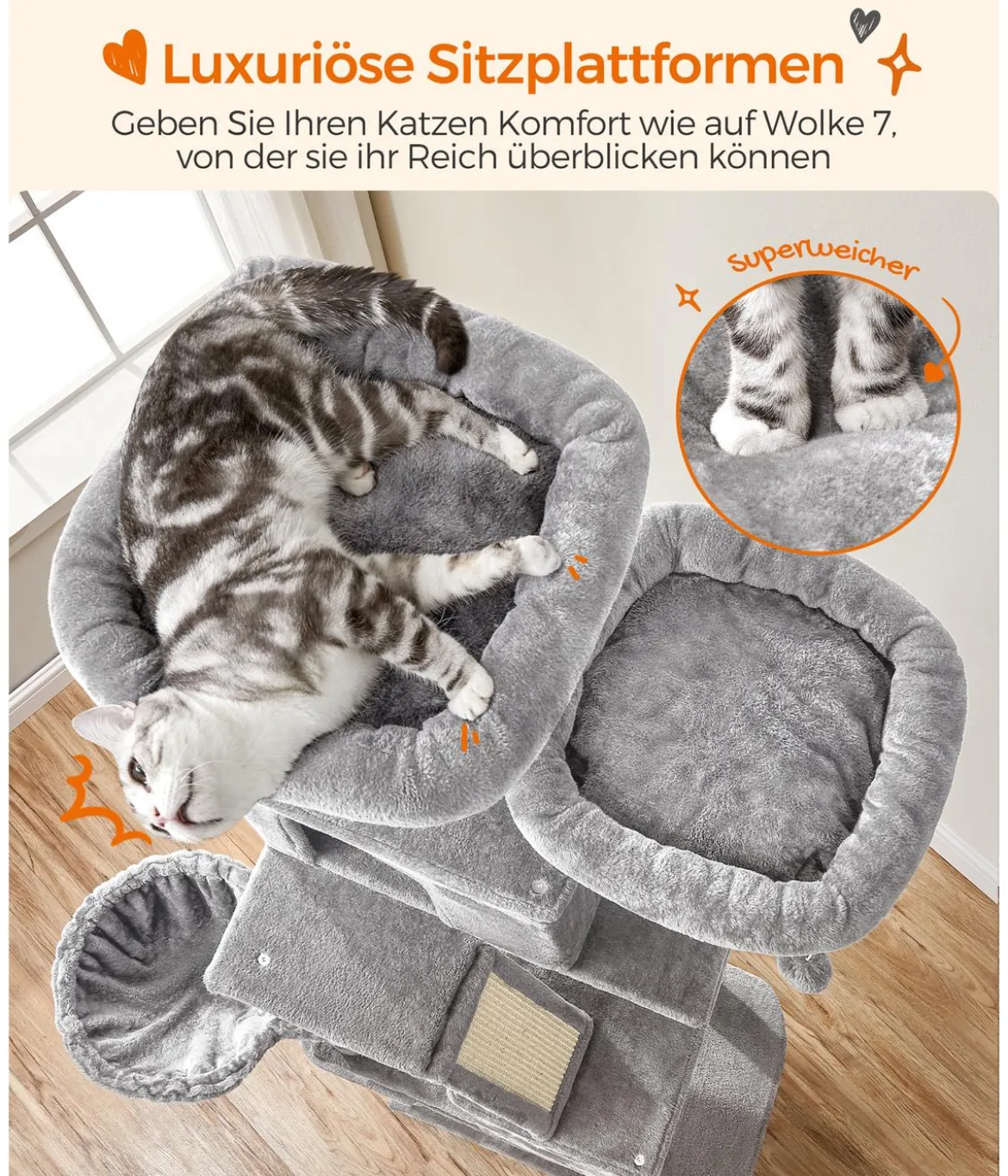 Feandrea Kratzbaum XXL, ca. B60/H206/T50 cm