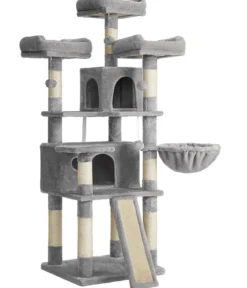 Feandrea Kratzbaum XXL, hellgrau/creme, ca. B55/H168/T55 cm