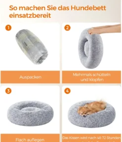 Feandrea Kuschelbett, rund, grau, Ø60/H20 cm
