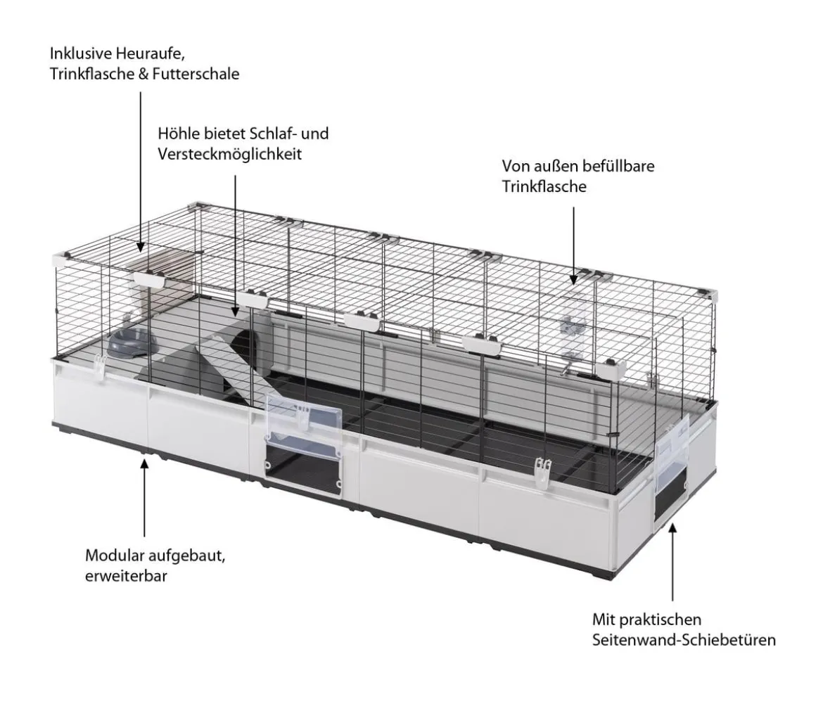 ferplast Nagerheim Modular 4, hellgrau, ca. B179/H56/T72 cm