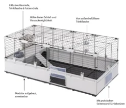 ferplast Nagerheim Modular 3, hellgrau, ca. B144/H56/T72 cm