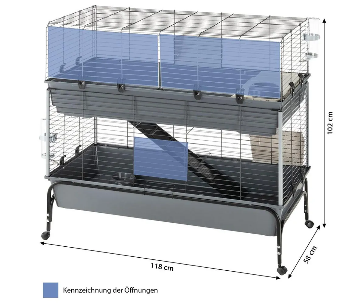 ferplast Nagerheim Rabbit 120 Double, grau, ca. B118/H117/T58 cm