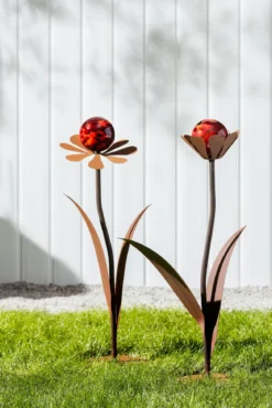 Ferrum Metall-Blume Jessy mit Glaskugel, ca. H77 cm