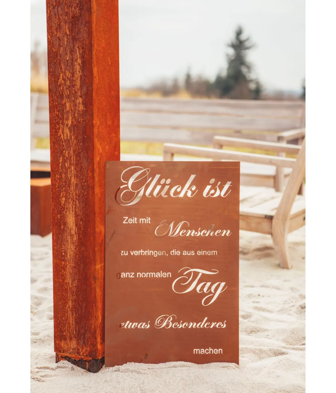 Ferrum Metall-Gedichttafel Glück, 40 x 60 cm, rost
